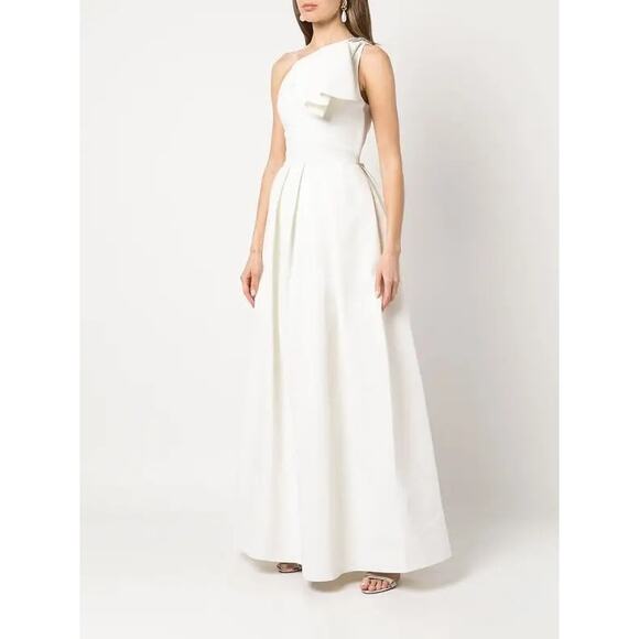 Sachin & Babi Martina One-Shoulder Gown Jeweled Wedding Dress white size 8 - Picture 15 of 16